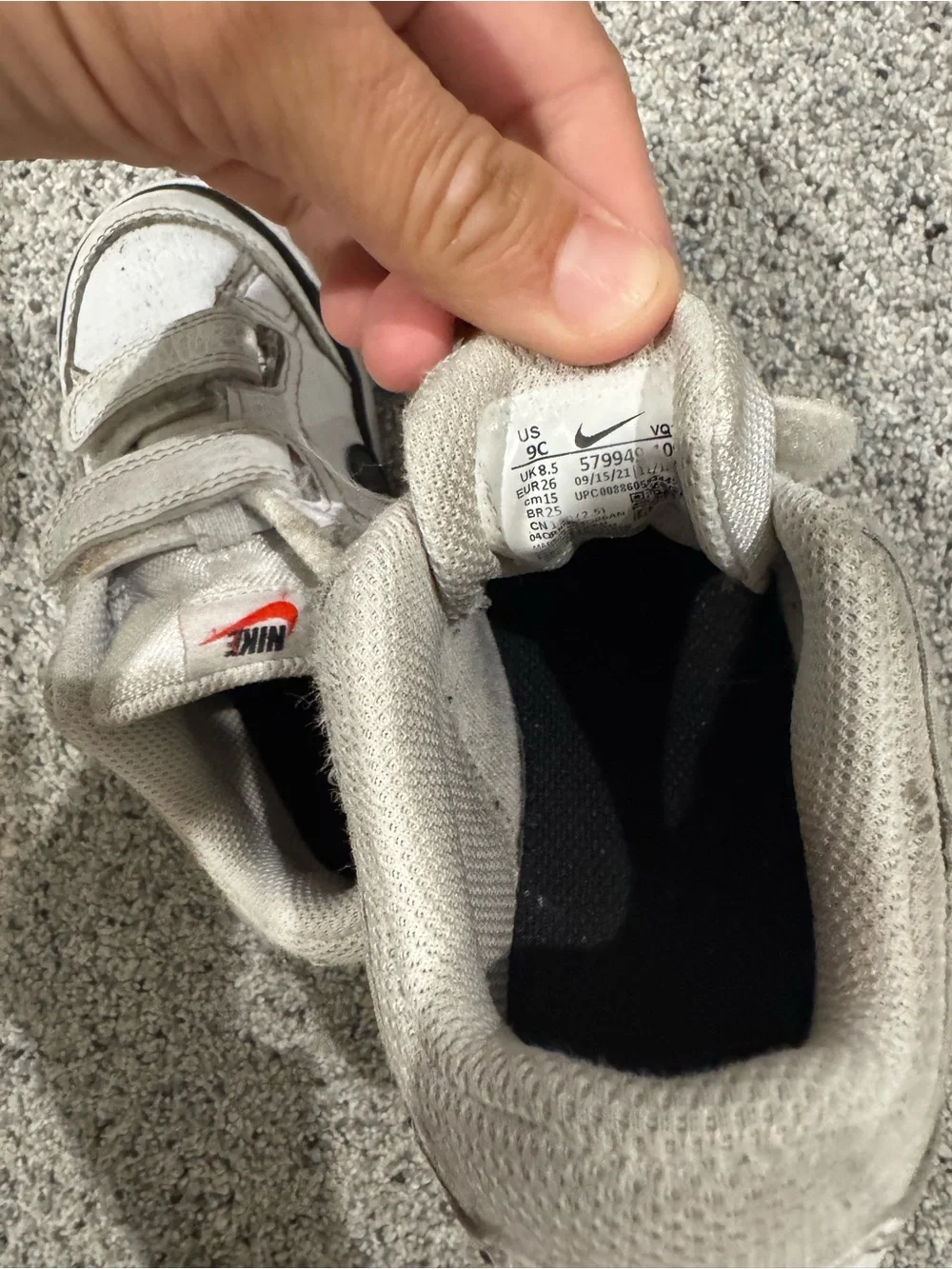 Nike Kids White and Black Velcro Sneakers